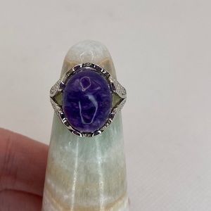 S925 Silver Purple Russian Charoite Ring